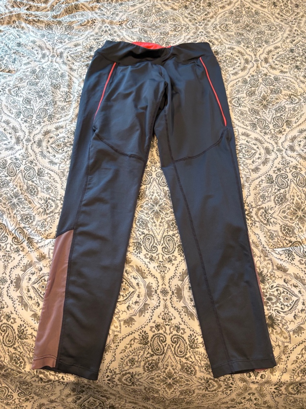 Black Athletic Leggings with Red Accents